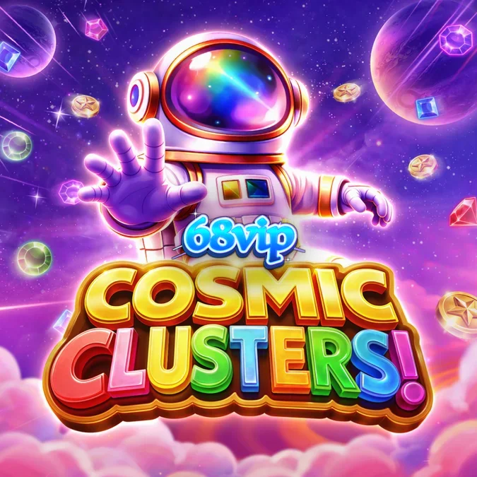 Giao diện trò chơi slot Cosmic Clusters với lưới 6x6 và phông nền tinh vân